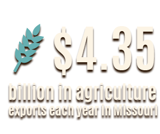$4.35 billion in agriculture exports each year in Missouri Missouri exports $4.35 billion dollars in exports each year.